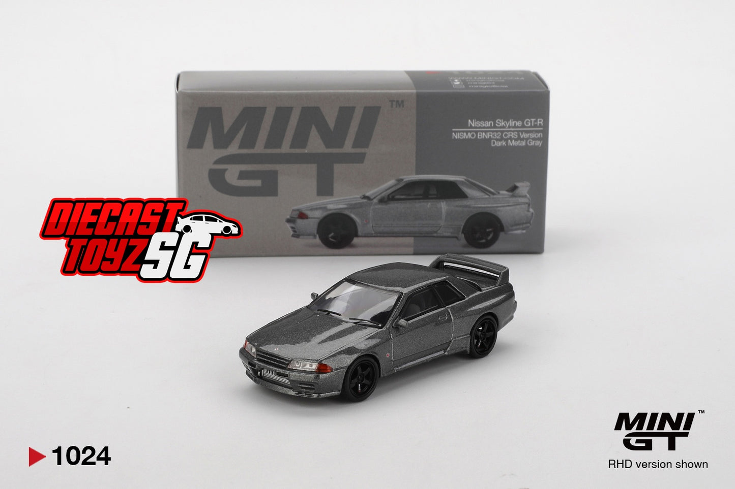 MINI GT #1024 1/64 Nissan Skyline GT-R (NISMO BNR32 CRS Version) Dark Metal Gray