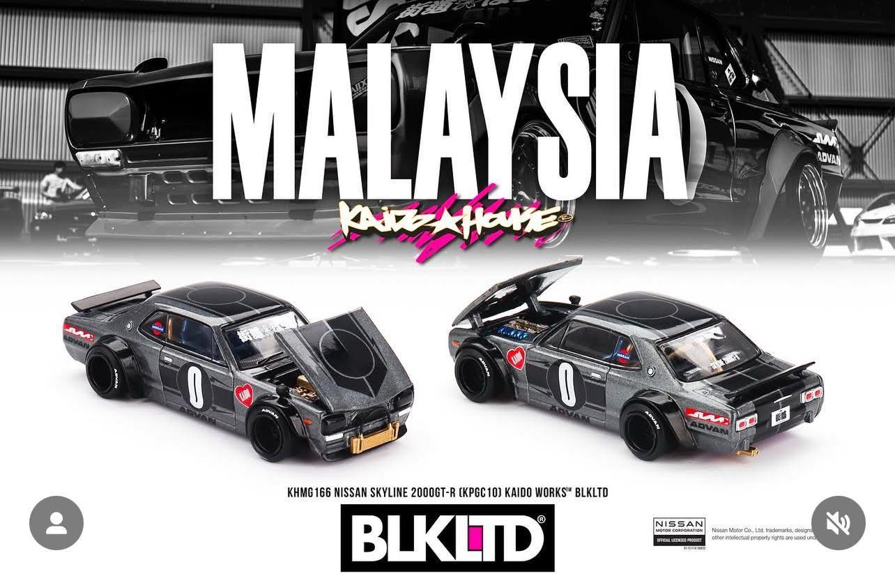 [ Kaido House x MINI GT ] 1/64 Nissan Skyline 2000GT-R (KPGC10) Kaido Works (KHMG166) BLKLTD WITH PIN | 2025 Malaysia Diecast Expo Dinner