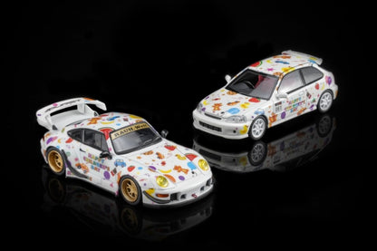 MOTORHELIX 1/64 CHILDREN DAY EXCLUSIVE RWB 993 / HONDA CIVIC TYPE R EK9