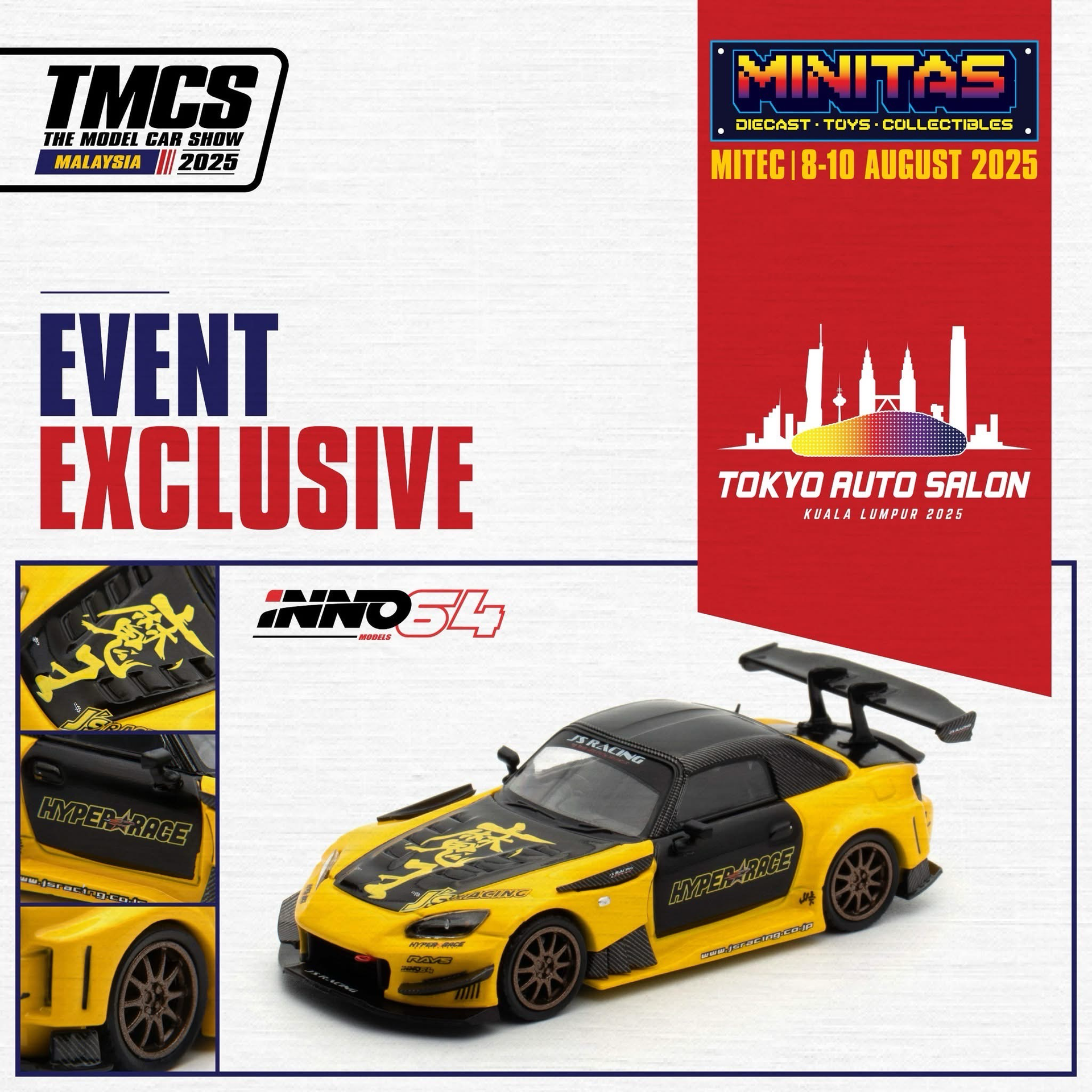 TASKL25 Event Edition ミニカー S2000 INNO 64 x J's Racing x Hyper Race Motorsport Honda S2000