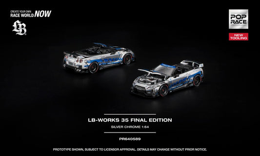 * PRE ORDER * POP RACE 1/64 LB-WORKS 35 FINAL EDITION SILVER CHROME PR640572