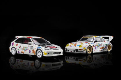 MOTORHELIX 1/64 CHILDREN DAY EXCLUSIVE RWB 993 / HONDA CIVIC TYPE R EK9