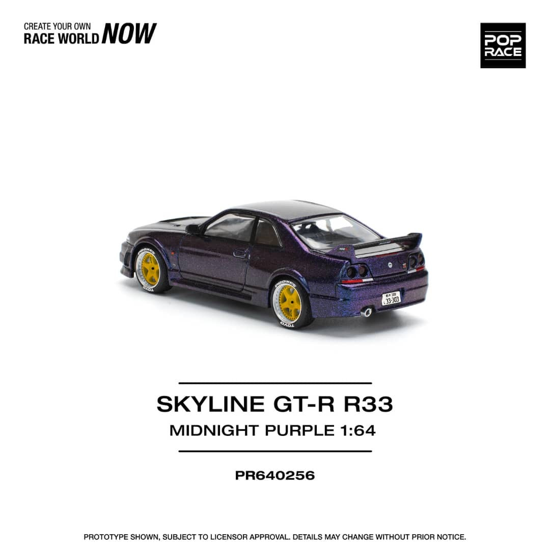 * PRE ORDER * POP RACE 1/64 SKYLINE GT-R R33 NISMO MIDNIGHT PURPLE PR640256