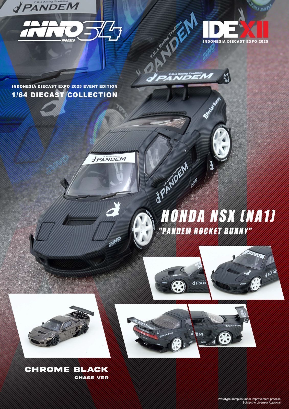 INNO 64 Honda NSX (NA1) “Pandem Rocket Bunny” Black Carbon IDE25 EVENT MODEL