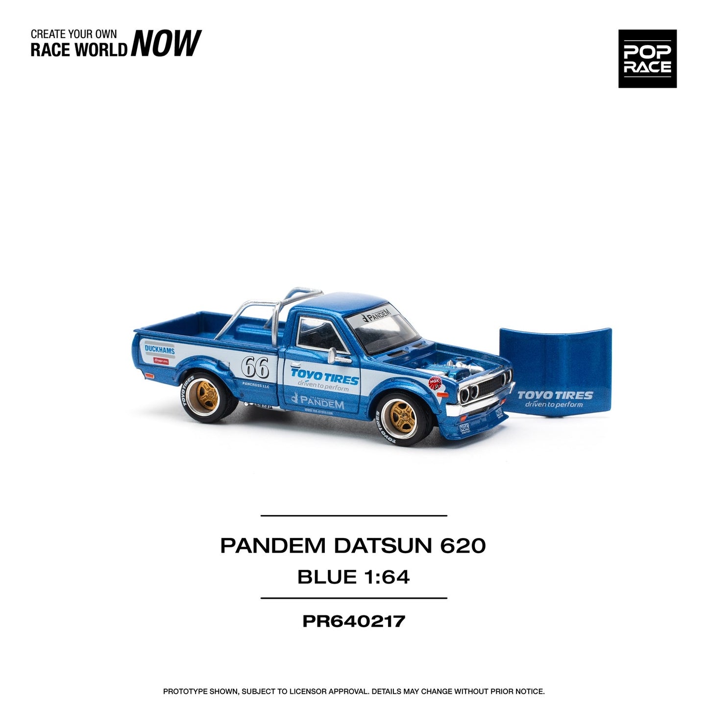 * PRE ORDER * POPRACE 1/64  PANDEM DATSUN 620 BLUE PR640217