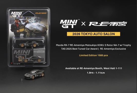TAS26 1/64 MINI GT #1154 RE Amemiya RX-7 FD3S 3Rotor NA-7 TAS 2026 Tokyo Auto Salon Limited