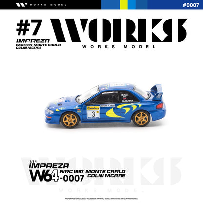 * PRE ORDER * Works 1:64 Diecast Model
Impreza WRC 1997 Monte Carlo Colin Mcrae
Rally Blue 3# Livery(W640007)