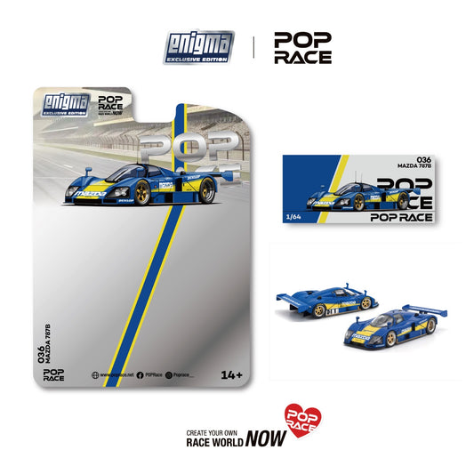 * PRE ORDER * Pop Race x Enigma 1/64 MAZDA 787B RACING BLUE/YELLOW  (PRE036) Blister Card Version
