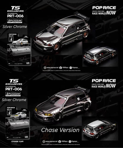 * PRE ORDER * POP RACE X TOKYO STATION 1/64 PANDEM EG6 SILVER CHROME - PRT006