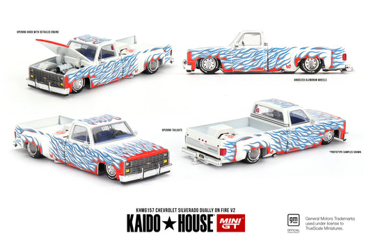 [ Kaido House x MINI GT ] 1/64 Chevrolet Silverado Dually on Fire V2 KHMG157