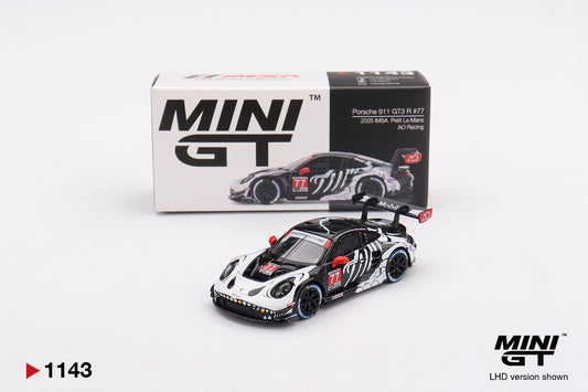 MINI GT #1143 1/64 Porsche 911 GT3 R #77 AO Racing 2025 IMSA Petit Le Mans