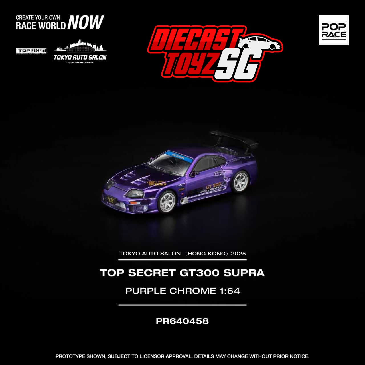 POP RACE 1/64 Top Secret GT300 Supra Purple Chrome PR640458