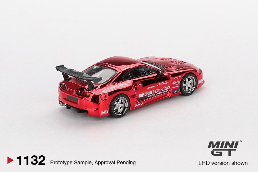 MINI GT #1132 1/64 Toyota Supra (A80) Top Secret GT-300 Top Secret Red Chrome