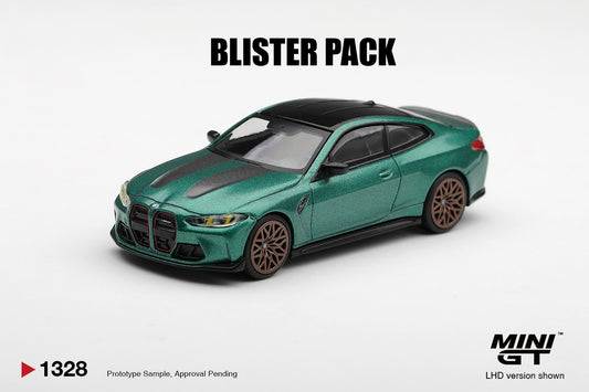 * PRE ORDER * MINI GT #1328 1/64 BMW M4 CS Frozen Isle of Man Green Metallic (RHD) * BLISTER PACK *