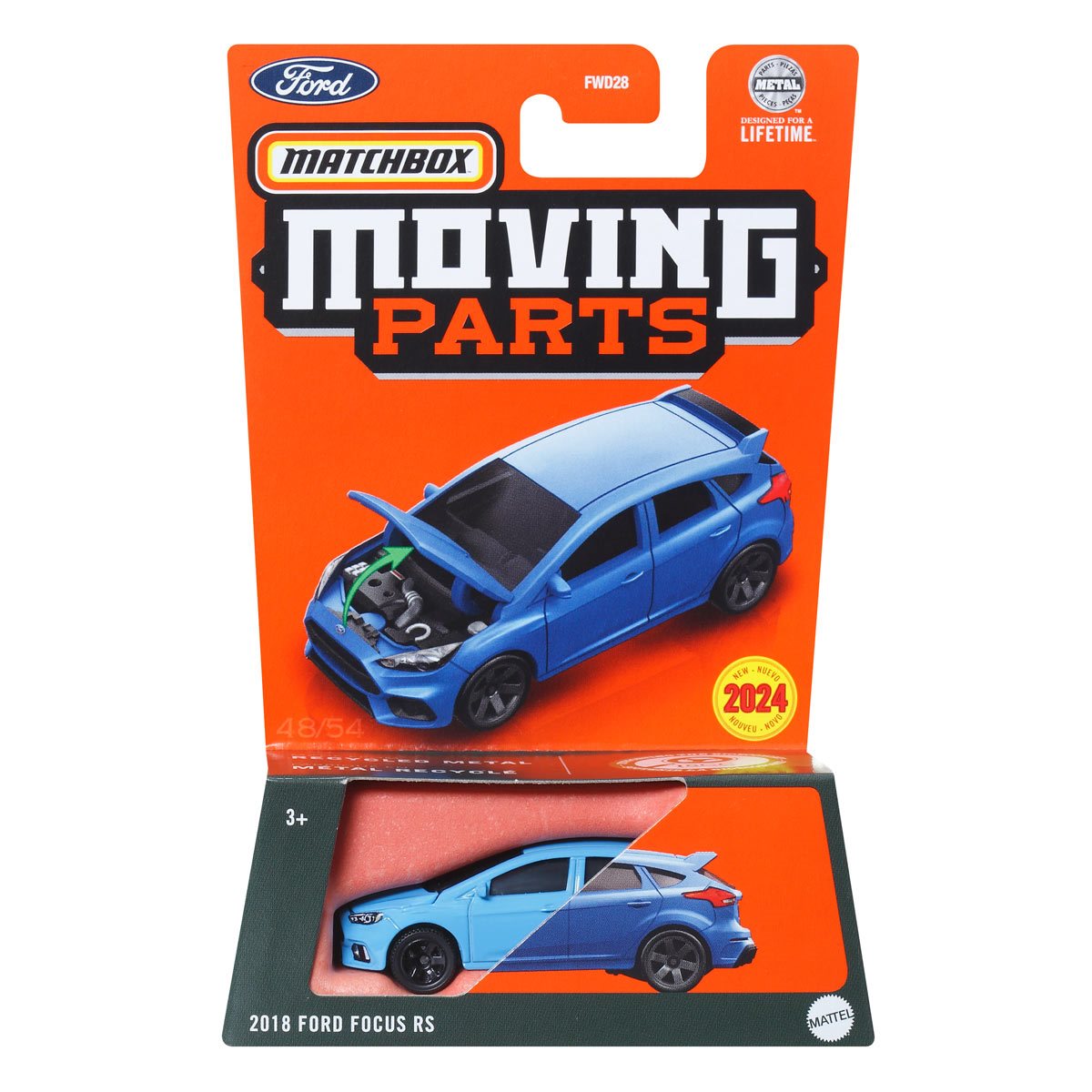 MATCHBOX MOVING PARTS 1/64 2018 FORD FOCUS RS BLUE