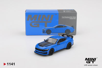 MINI GT #1141 1/64 Ford Mustang Dark Horse 2024 Grabber Blue (RHD)