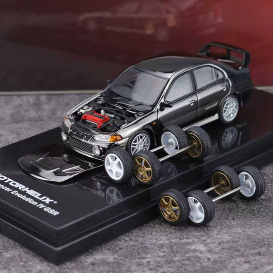 MOTORHELIX 1/64 MITSUBISHI LANCER EVOLUTION IV GSR CUSTOMIZED ELECTROPLATING GUN GRAY - M64009DZ-CY