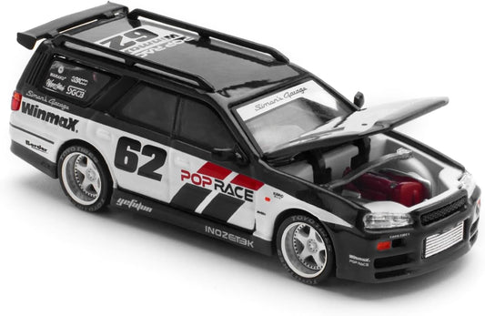 POPRACE 1/64  STAGEA SIMON'S GARAGE 62 BLACK  PR640211