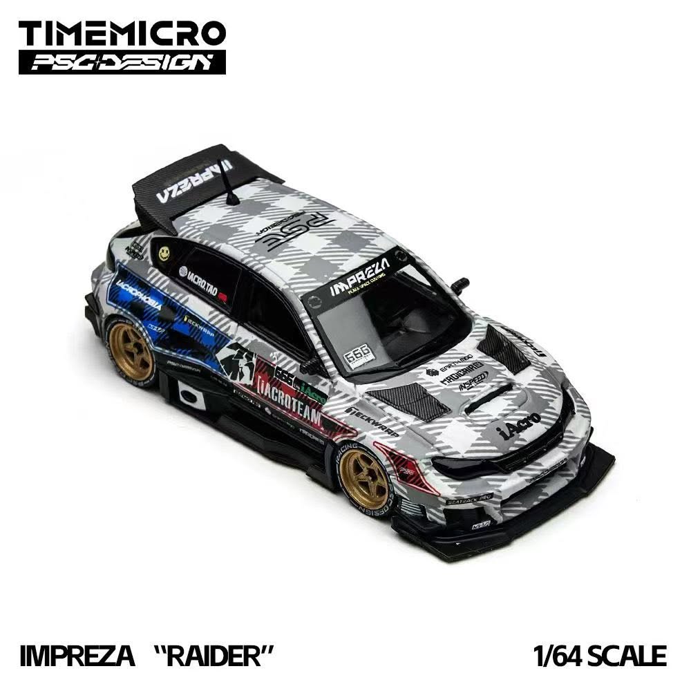 Time Mirco TM x PSC Design 1:64 Diecast Model Impreza Concept Customized iAcro Raider Gray-Blue TM648302