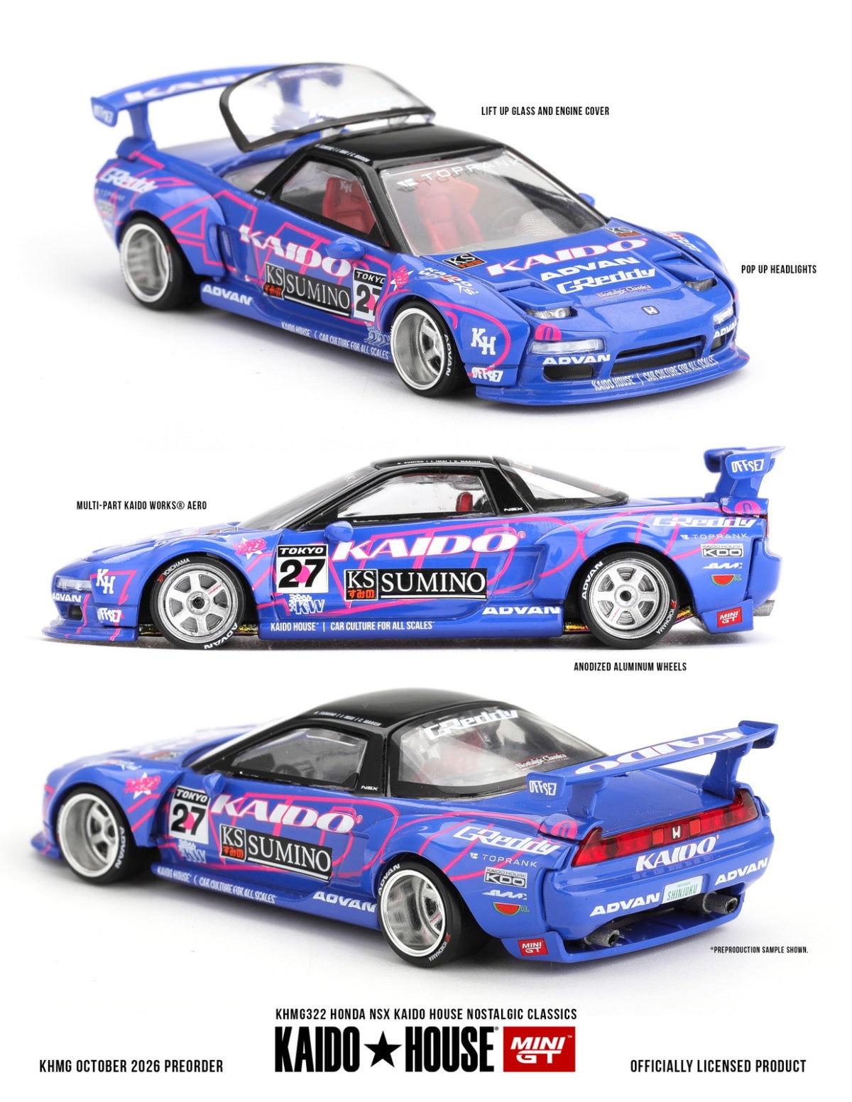 * PRE ORDER * [ Kaido House x MINI GT ] 1/64 Honda NSX Kaido House Nostalgic Classics KHMG322