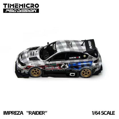 Time Mirco TM x PSC Design 1:64 Diecast Model Impreza Concept Customized iAcro Raider Gray-Blue TM648302