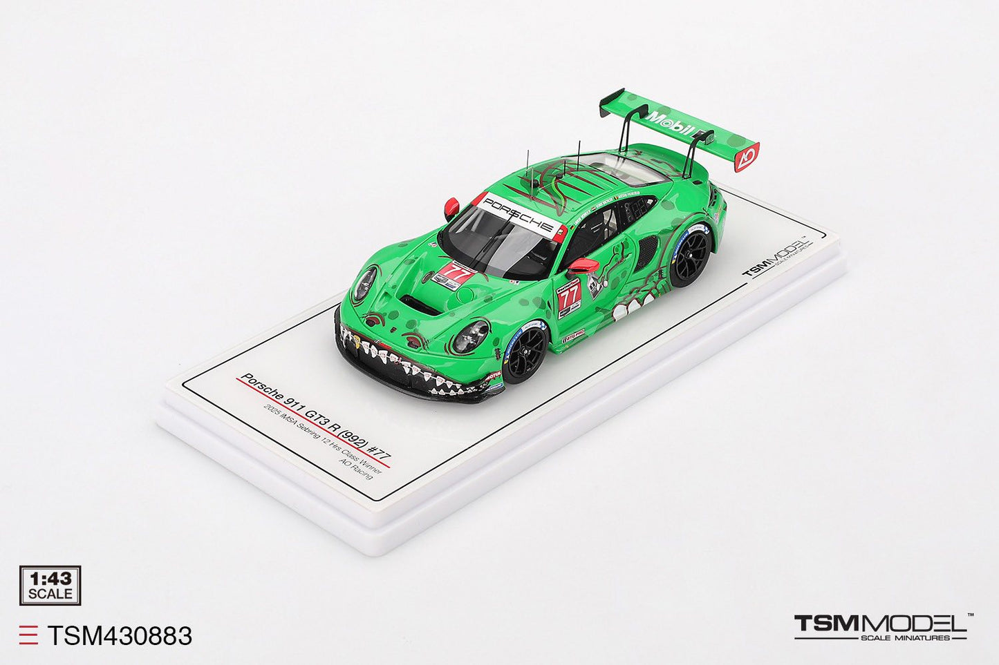 TOP SPEED MODELS TSM 1/43 Porsche 911 GT3 R (992) #77 AO Racing 2025 IMSA Sebring 12 Hrs Class Winner* TSM430883