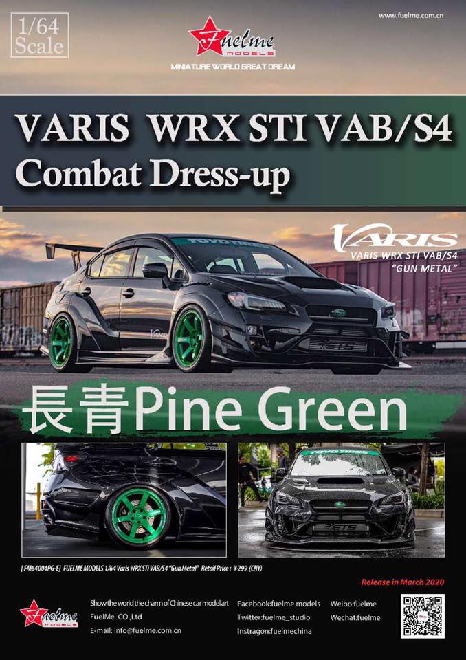 FuelMe 1/64 Varis Subaru WRX STI (VAB/S4 WB) Varis Gun Metal
