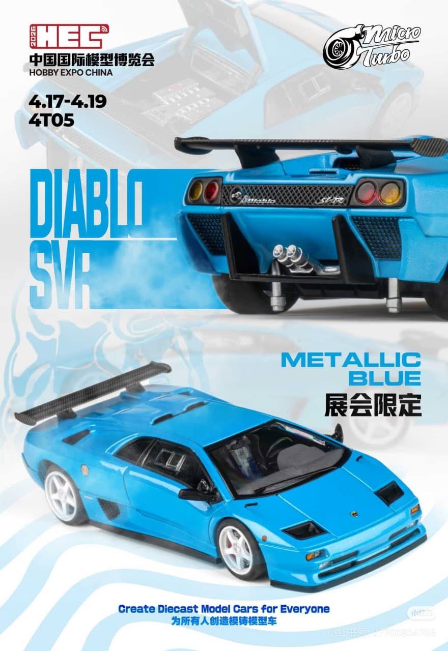 MicroTurbo MT 1/64 Diablo SVR 2026 Beijing HEC Event Car Metallic Blue MT6413B1