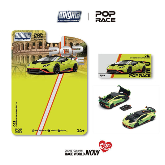 * PRE ORDER * Pop Race 1/64 LAMBORGHINI HURACAN STO - VERDE CITREA/ARACIO DAC PRE031