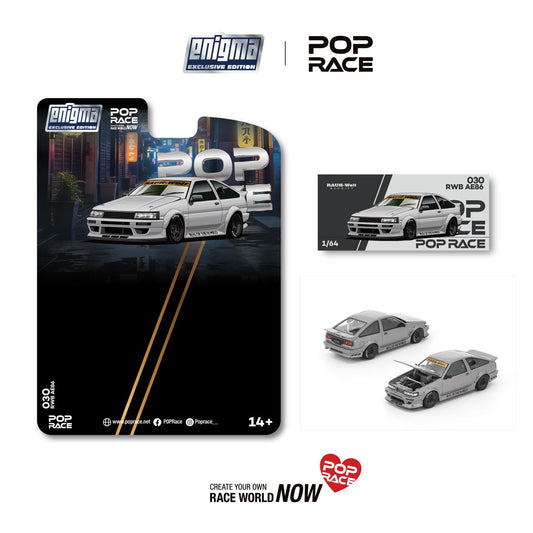 * PRE ORDER * Pop Race 1/64 RWB AE86 - MATTE GREY PRE030