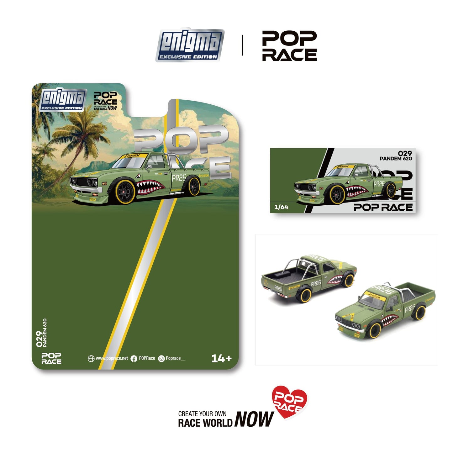 * PRE ORDER * Pop Race 1/64 PANDEM 620 - FIGHTER GREEN PRE029