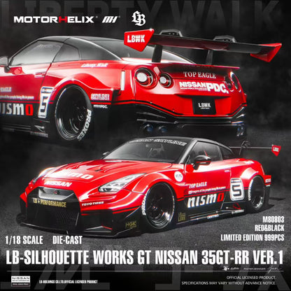 * PRE ORDER * MOTORHELIX 1/18 LB-Silhouette Works Nissan 35GT-RR  VER.2 RED / BLACK M80803