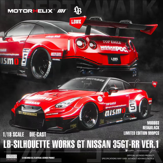 * PRE ORDER * MOTORHELIX 1/18 LB-Silhouette Works Nissan 35GT-RR  VER.2 RED / BLACK M80803