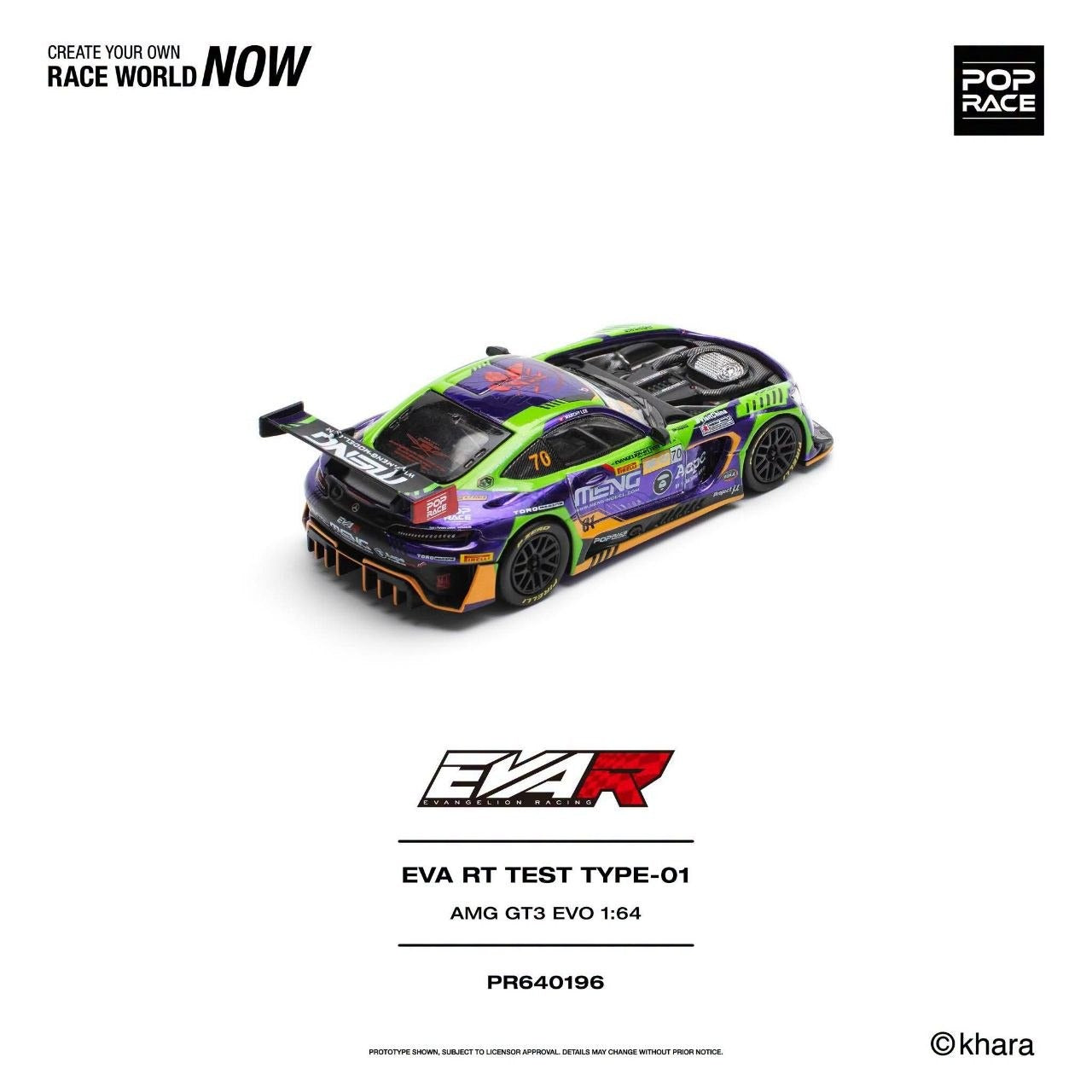 * PRE ORDER * POP RACE 1/64 EVA RT TEST TYPE -01 AMG GT3 EVO MACAU GP 2023 PR640196