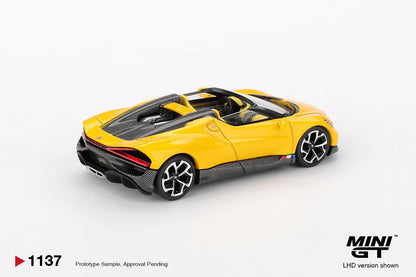 MINI GT #1137 1/64 Bugatti W16 Mistral Yellow (LHD)
