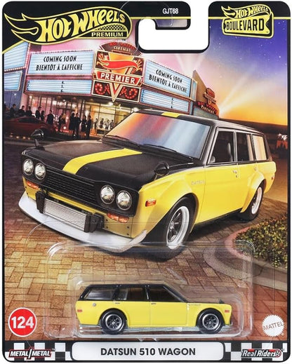 HOT WHEELS BOUEVARD DATSUN 510 WAGON YELLOW WITH BLACK TOP