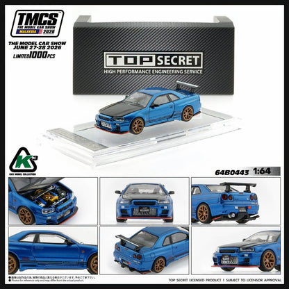 KKK MODEL COLLECTION TOP SECRET BNR34 BAYSIDE BLUE 64B0443 | TMCS 2026 EXCLUSIVE (Copy)