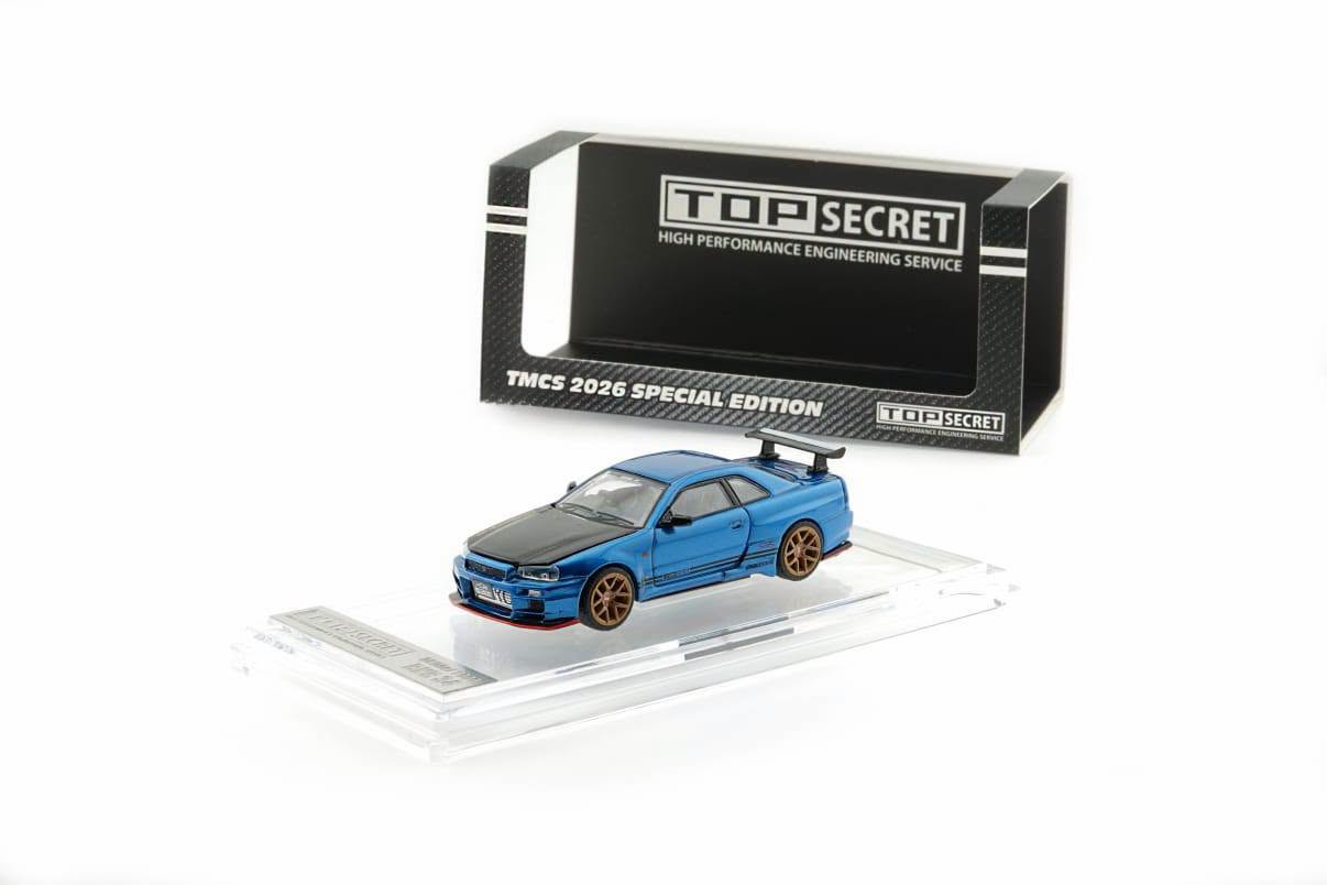 KKK MODEL COLLECTION TOP SECRET BNR34 BAYSIDE BLUE 64B0443 | TMCS 2026 EXCLUSIVE (Copy)