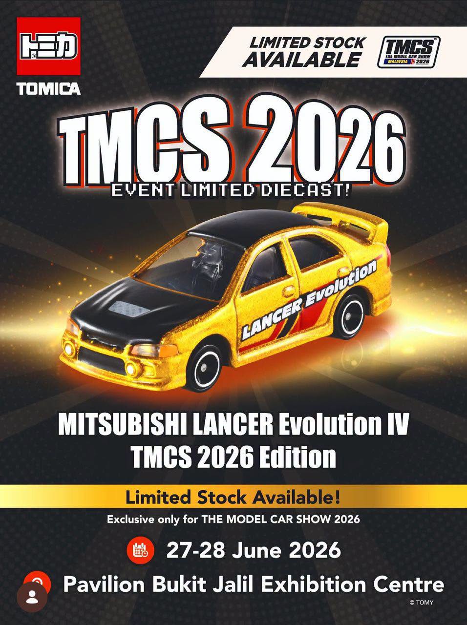 TOMICA MITSUBISHI LANCER EVOLUTION IV TMCS 2026 EDITION * GOLD *