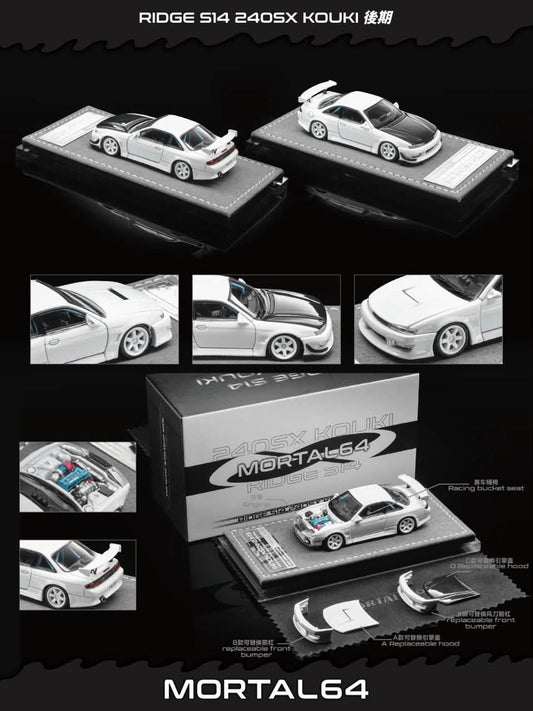 MORTAL 1/64 NISSAN S14 240SX KOUKI WHITE - MOT64S14021N