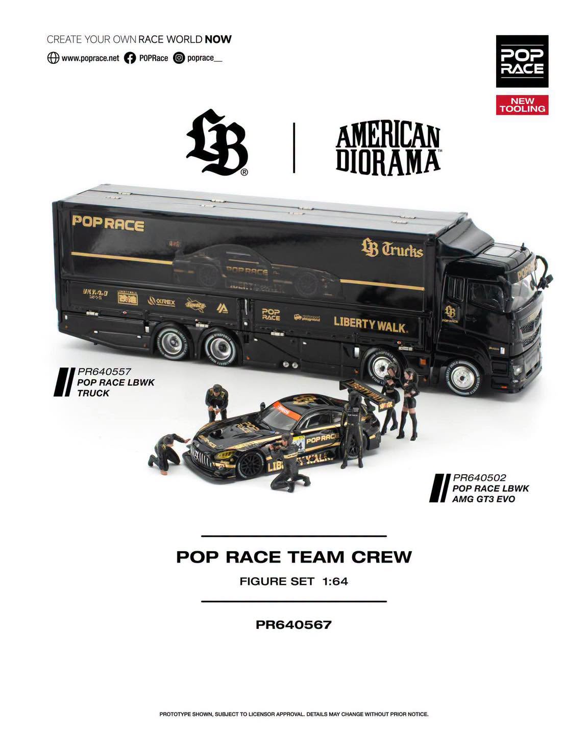 * PRE ORDER * POP RACE 1/64 LBWK TRUCK TEAM AMG WITH CREW
