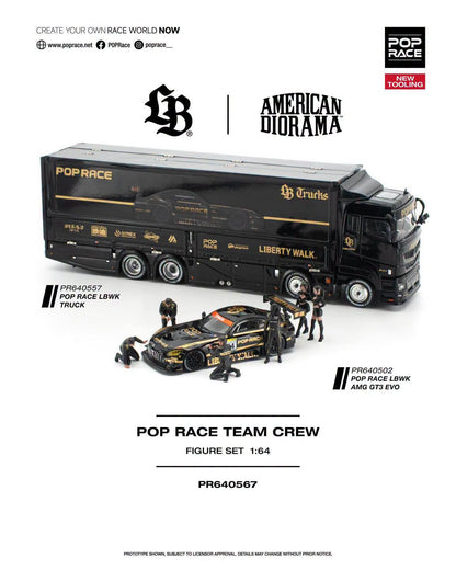 * PRE ORDER * POP RACE 1/64 LBWK TRUCK TEAM AMG WITH CREW