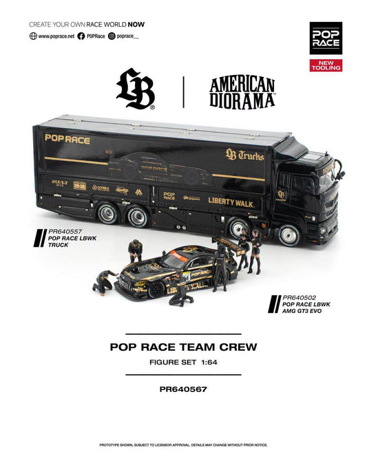 * PRE ORDER * POP RACE 1/64 LBWK TRUCK TEAM AMG WITH CREW