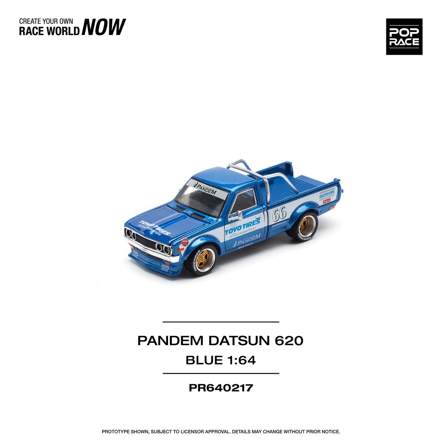 * PRE ORDER * POPRACE 1/64  PANDEM DATSUN 620 BLUE PR640217