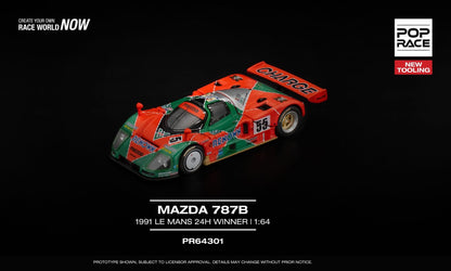 * PRE ORDER * POP RACE 1/64 MAZDA 787B 1991 LE MANS 24H WINNER PR640301