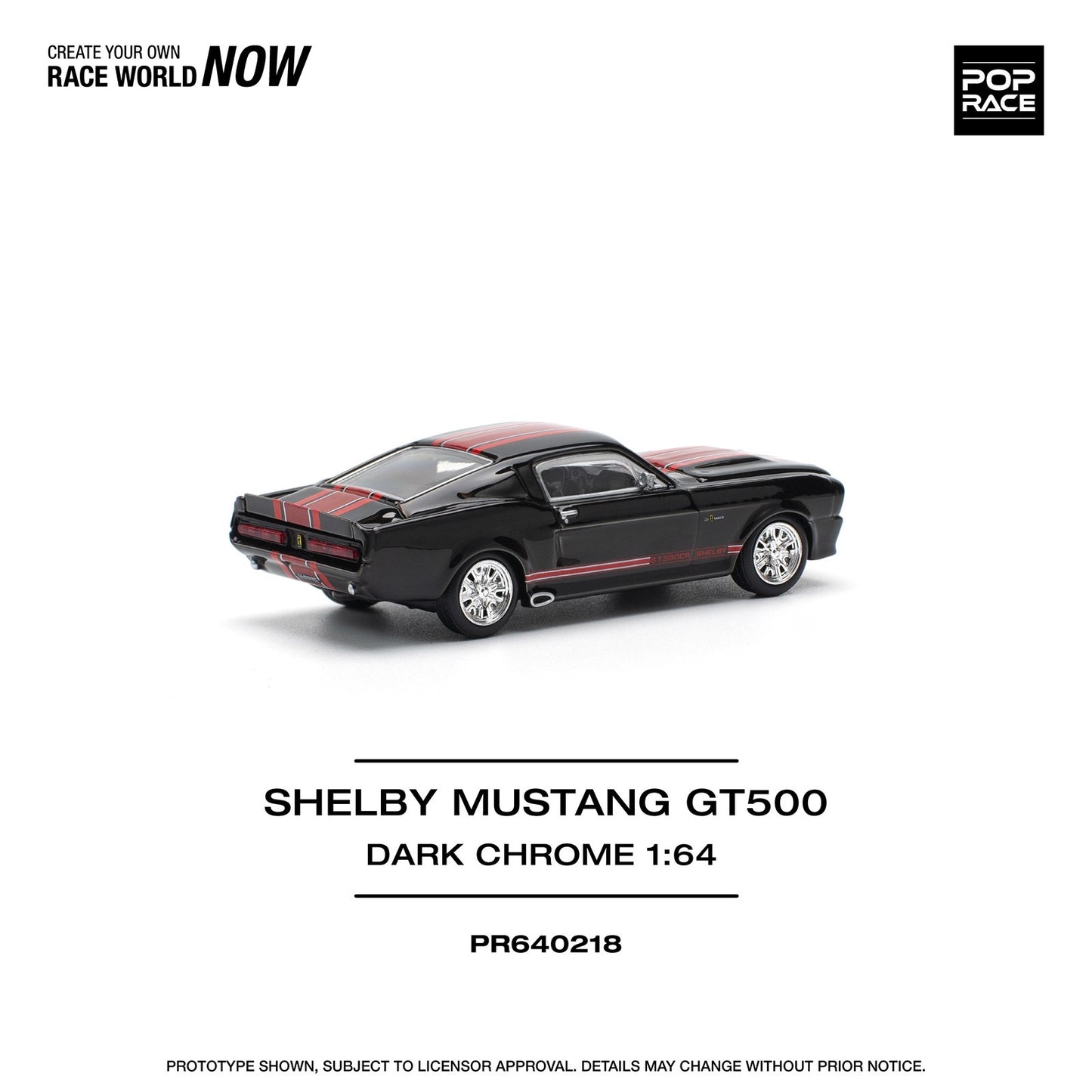 * PRE ORDER * POPRACE 1/64  SHELBY MUSTANG GT500 DARK CHROME  PR640218