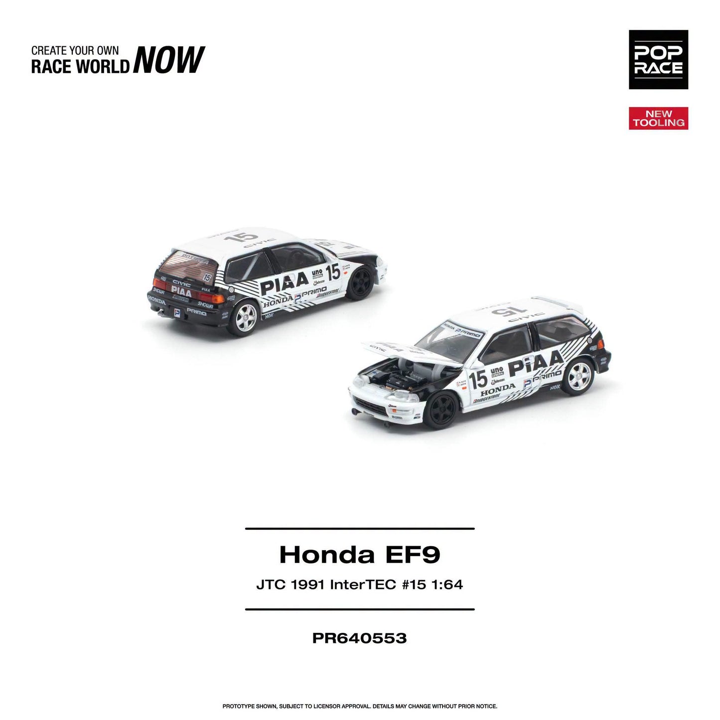 * PRE ORDER * POP RACE 1/64 HONDA CIVIC (EF9) #15 JTC 1991 InterTEC PR640553