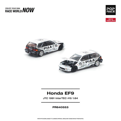 * PRE ORDER * POP RACE 1/64 HONDA CIVIC (EF9) #15 JTC 1991 InterTEC PR640553