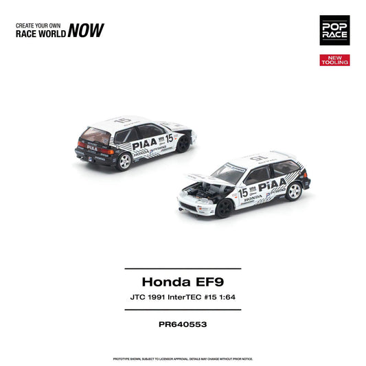 * PRE ORDER * POP RACE 1/64 HONDA CIVIC (EF9) #15 JTC 1991 InterTEC PR640553