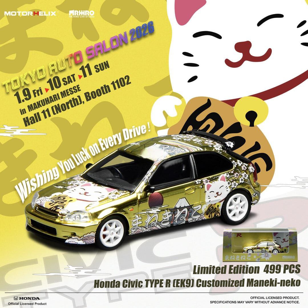TAS26 MOTORHELIX 1/64 HONDA CIVIC TYPE R EK9 CUSTOMISED MANEKI NEKO